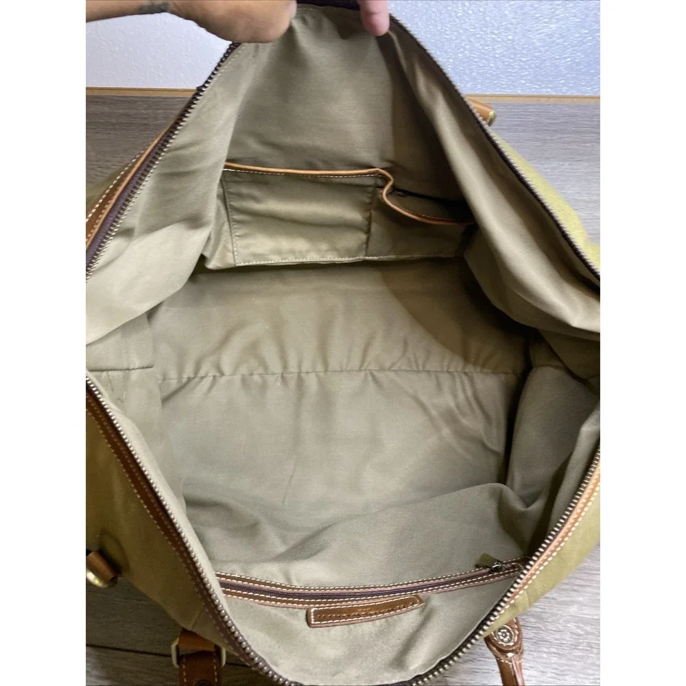 FH Wadsworth NYC Duffle Bag Canvas & Leather Adjustable Straps NWT Embroidered